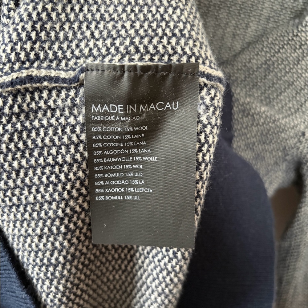 Club Monaco Men's Navy Mesh Crewneck Contrast Sweater - Picture 3 of 4